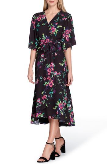 Women's Tahari Floral Faux Wrap Midi Dress - Pink