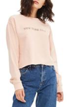 Women's Topshop New York City Embroidered Sweatshirt Us (fits Like 2-4) - Pink