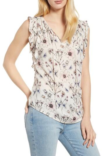 Women's Velvet By Graham & Spencer Floral Print Sleeveless Blouse - Ivory