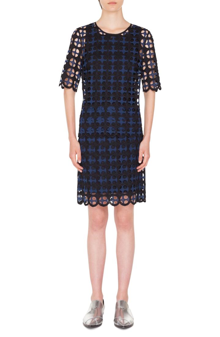 Women's Akris Punto Laser Cut Lace Blouse - Blue
