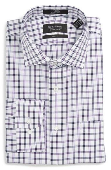 Men's Nordstrom Men's Shop Trim Fit Non-iron Check Dress Shirt 32/33 - Pink