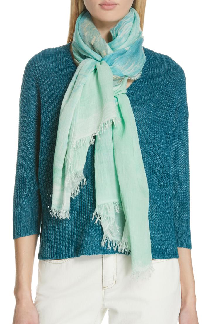 Women's Eileen Fisher Woven Scarf, Size - Blue/green