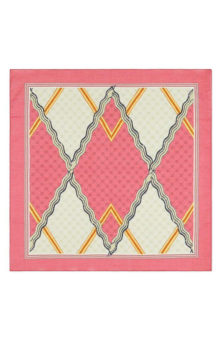 Women's Gucci Snake Print Cotton Scarf, Size - Pink