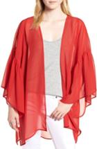 Women's Nordstrom Solid Ruffle Sleeve Kimono, Size - Red