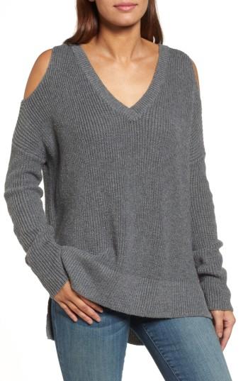 Women's Caslon Cold Shoulder Tunic Sweater /small - Grey