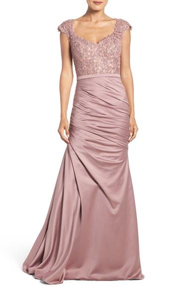 Women's La Femme Embellished Lace & Satin Mermaid Gown - Pink