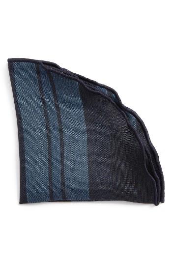 Men's Alexander Olch Stripe Linen Pocket Round, Size - Blue