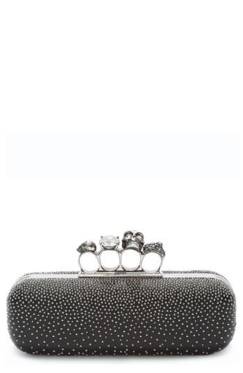 Alexander Mcqueen Studded Lambskin Leather Knuckle Clutch -