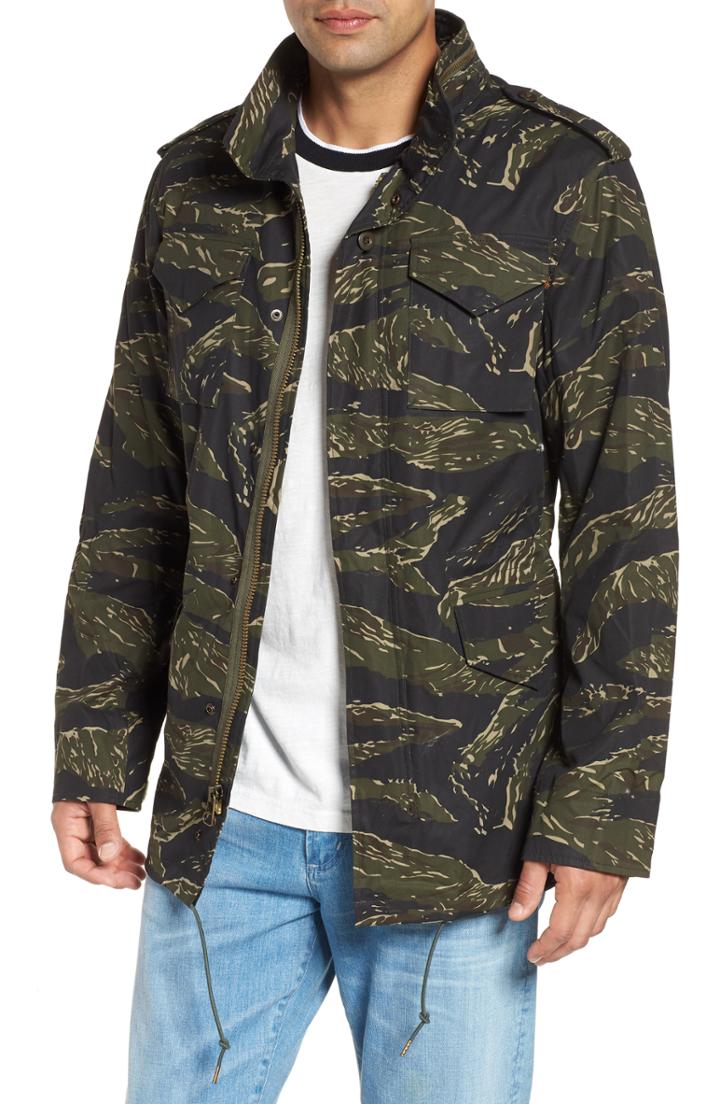 Men's Alpha Industries M-65 Defender Waxed Camo Field Jacket, Size - Green