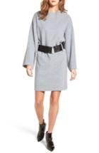 Women's Lost Ink Belted Bell Sleeve Sweater Dress, Size - Grey