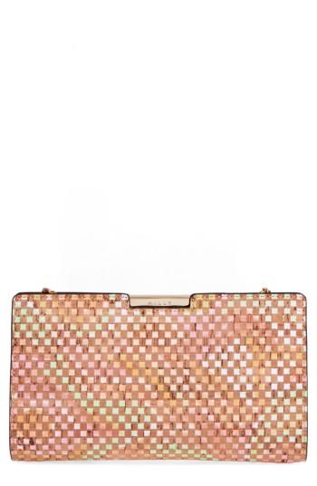 Milly Small Geo Cork Frame Clutch - Beige