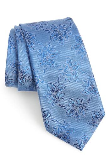 Men's Nordstrom Men's Shop Shaw Floral Silk Tie, Size - Blue
