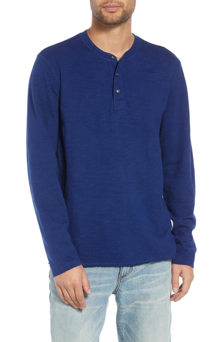 Men's Treasure & Bond Regular Fit Slub Terry Henley, Size - Blue