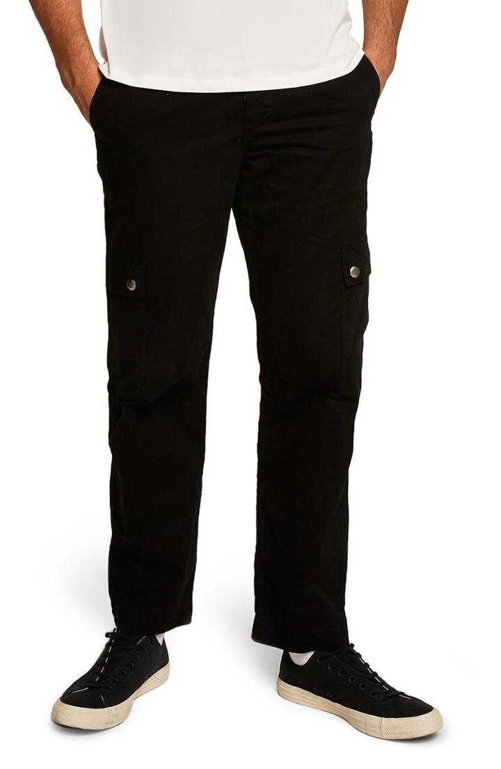 Men's Topman Straight Fit Cargo Trousers X 32 - Black