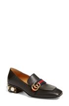 Women's Gucci Peyton Embellished Heel Loafer Us / 39eu - Black