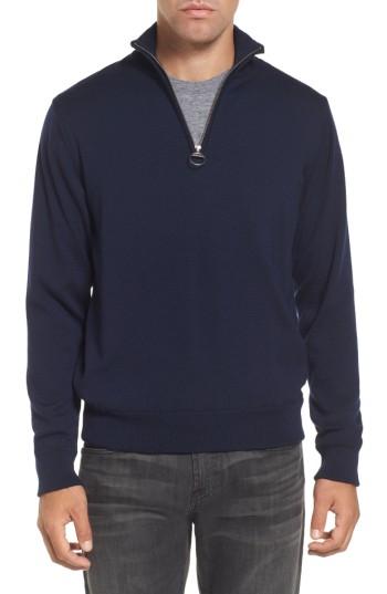 Men's Barbour Gamlin Quarter Zip Wool Pullover - Blue