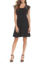 Women's 19 Cooper Lace Sleeve Fit & Flare Dress - Black