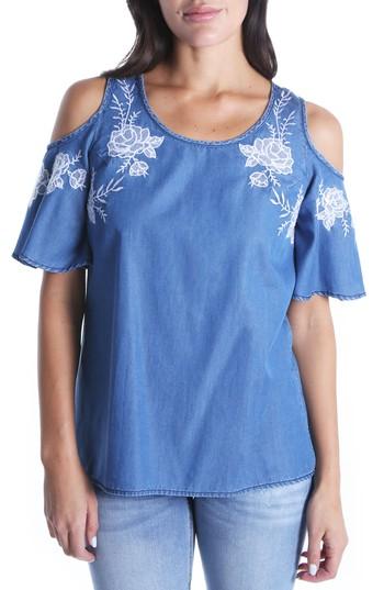 Women's Kut From The Kloth Embroidered Cold Shoulder Top - Blue