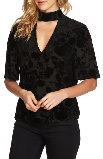 Women's 1.state Velvet Burnout Choker Top - Black