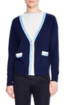 Women's Sandro Clotilde Stripe Wool & Cashmere Cardigan - Blue