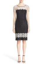 Women's St. John Collection Lace Trim Sequin Satin Knit Sheath Dress