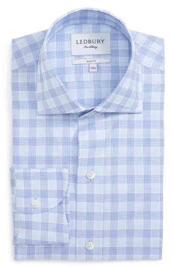 Men's Ledbury Slim Fit Plaid Dress Shirt .5 - - Blue