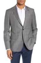 Men's Ted Baker London Jay Trim Fit Plaid Windowpane Check Sport Coat R - Grey
