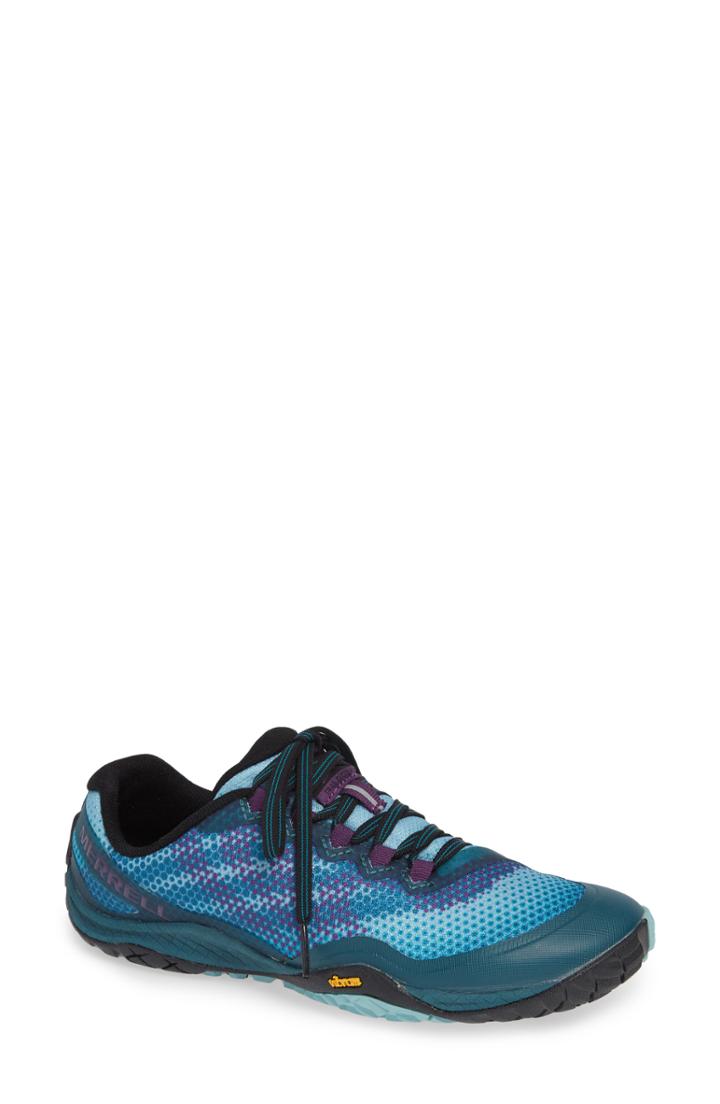 Women's Merrell Trail Glove 4 Shield Water Resistant Running Shoe .5 M - Blue