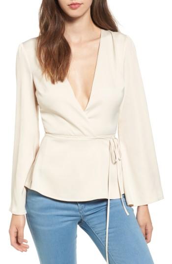 Women's L'academie The Eliot Wrap Blouse - Beige