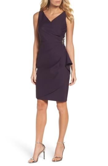 Petite Women's Alex Evenings Side Ruched Dress P - Purple