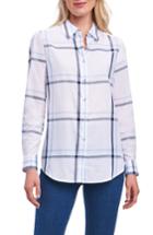 Women's Foxcroft Coralie Plaid Woven Shirt - Blue