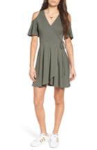Women's Soprano Rib Knit Wrap Dress - Green