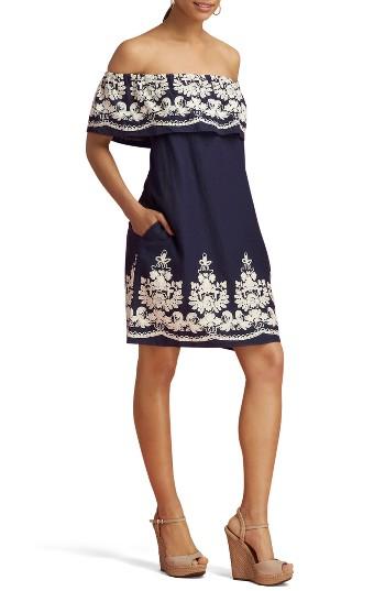Women's Eci Embroidered Off The Shoulder Dress - Blue