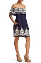 Women's Eci Embroidered Off The Shoulder Dress - Blue