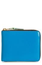 Men's Comme Des Garcons Super Fluorescent Leather Line A Wallet - Blue