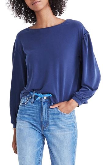 Women's Madewell Sandwashed Gathered Sleeve Top