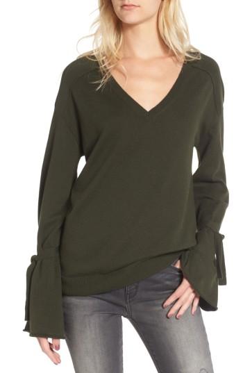 Women's Treasure & Bond Tie Bell Sleeve Top, Size - Green