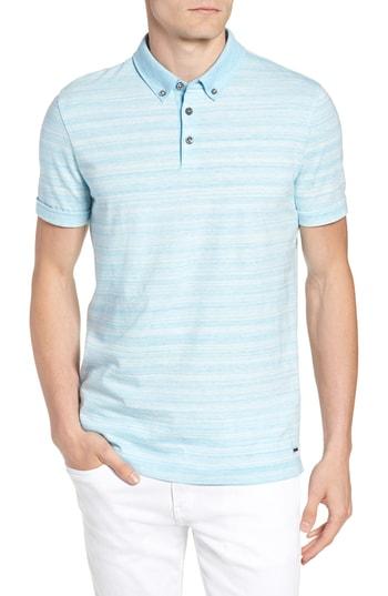 Men's Boss Pelham Space Dyed Slim Fit Polo, Size - Blue