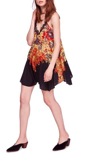 Women's Free People Floral Haze Mini Trapeze Dress - Black