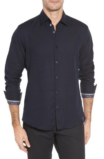 Men's Stone Rose Slim Fit Diamond Twill Sport Shirt (m) - Blue