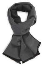 Men's Nordstrom Men's Shop Herringbone Wool Scarf, Size - Black