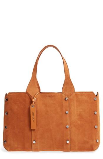 Jimmy Choo Small Lockett Suede Shopper - Brown