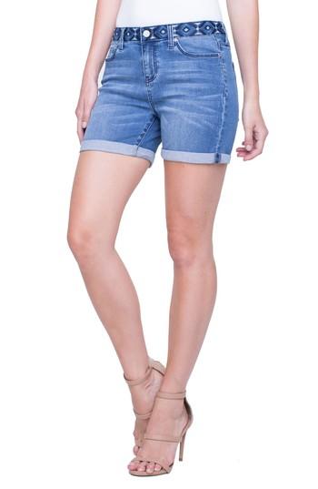 Women's Liverpool Vickie Embroidered Waist Denim Shorts - Blue