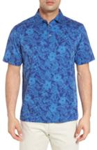 Men's Peter Millar Crown Floral Cotton & Silk Polo Shirt - Blue