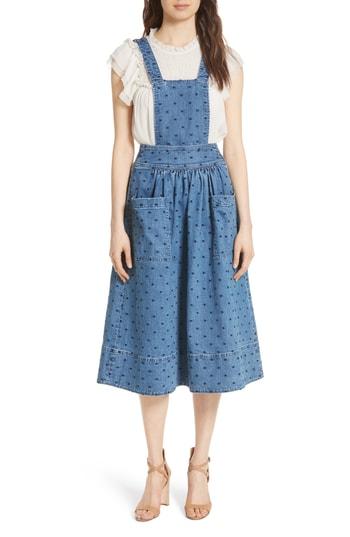 Women's Ulla Johnson Johanna Polka Dot Pinafore Dress - Blue