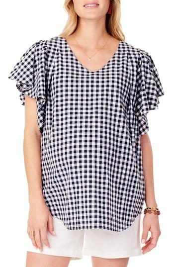 Women's Ingrid & Isabel Flutter Sleeve Maternity Top - Blue