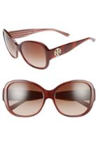 Women's Tory Burch 56mm Gradient Retro Sunglasses - Tortoise/ Orange Zig Zag