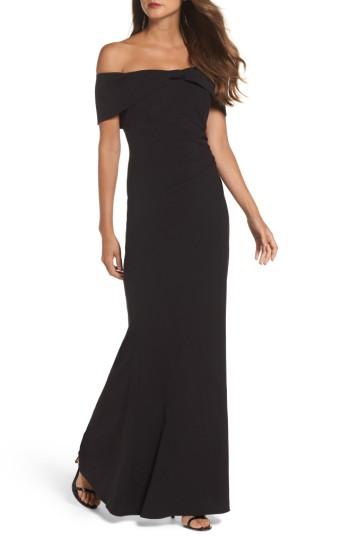 Women's Eliza J Knot Front Off The Shoulder Gown - Black
