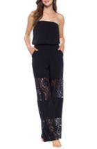 Women's Becca Poetic Lace Inset Jumpsuit Cover-up - Black