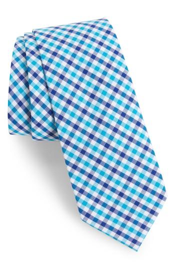 Men's 1901 Robin Diamond Check Skinny Tie, Size - Blue